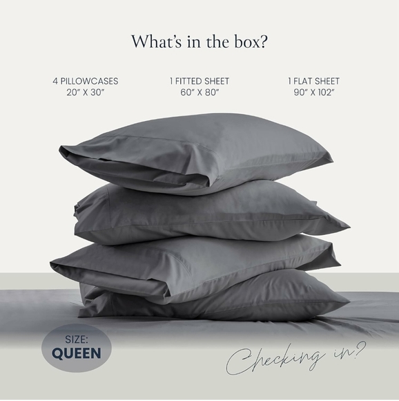 Luxury 6 Piece Bed Sheets for Queen Size Bed, Secure-Fit Deep Pocket Sheet Set - Picture 5 of 5